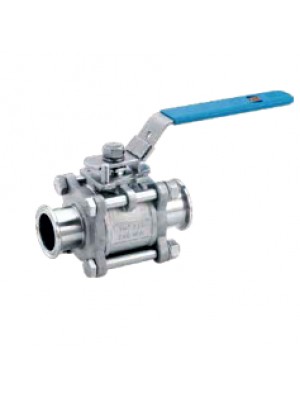 BV2W3P-Sanitary Ball Valve 2Way 3PC+PTFE  Full Cavity Seat Full Port+  Clamp Ends W/ Low ISO Mount+304 HA1 Handle With Lock Device