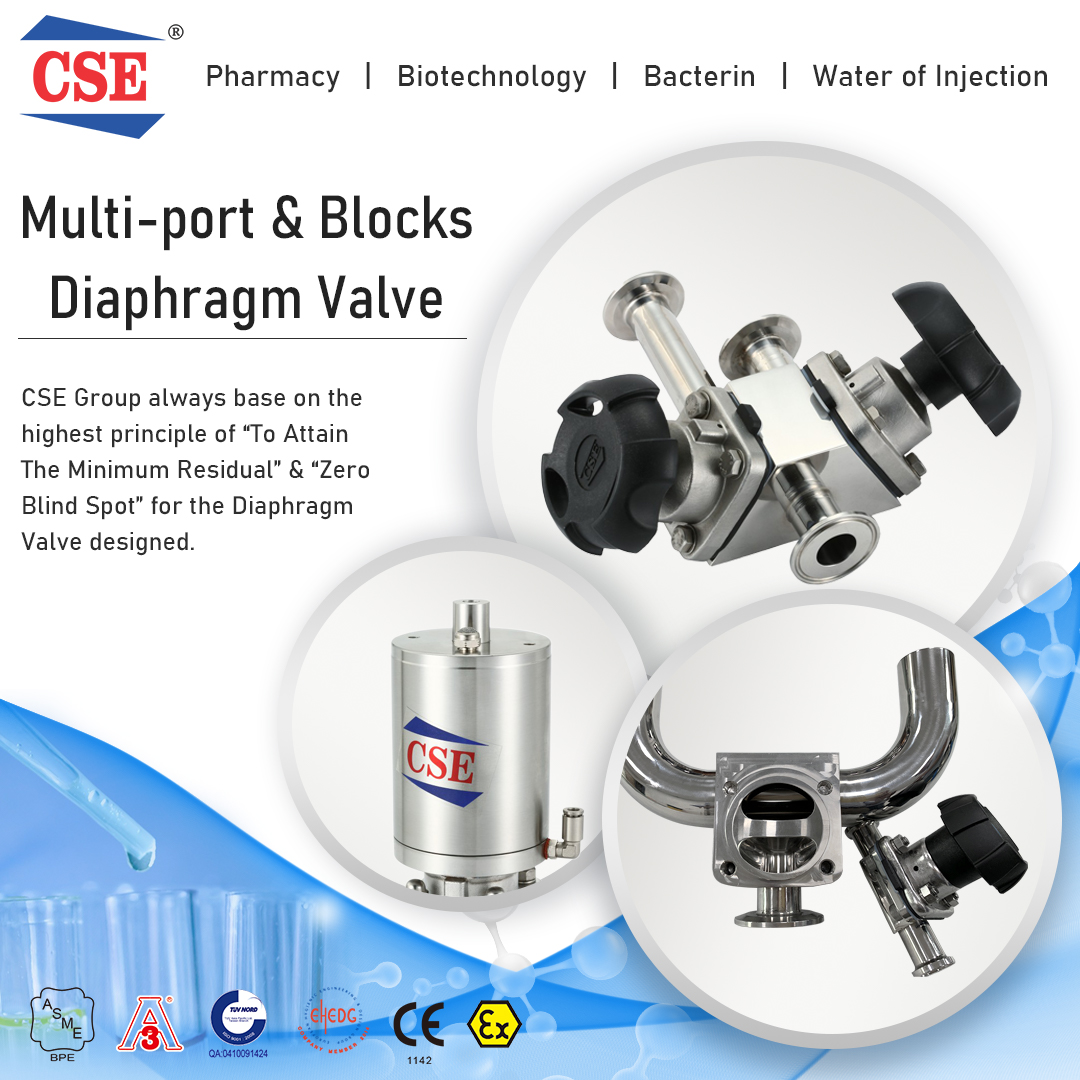 multi-port, blocks diaphragm valves
